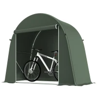 Outsunny 8 x 4 ft Garden Storage Tent, Waterproof Bike Tent with Roll-up Zipper Door and Galvanised Metal Frame, Green(m-10)