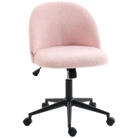 HOMCOM Teddy Fleece Office Chair with Wheels - Light Pink(m-11)