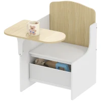 AIYAPLAY Kids Table and Chair Set, Children Desk and Chair with Storage Bins for Playing, Reading, Painting, for Ages 3-5, White(m-10)