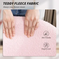 HOMCOM Teddy Fleece Office Chair with Wheels - Light Pink(m-7)