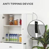 HOMCOM 184cm Tall Kitchen Cupboard, Freestanding Kitchen Pantry Storage Cabinet with 4 Doors, 3 Adjustable Shelves, Drawer, Anti-tipping Device, Sideboard Organiser for Dining Room, Living Room, White(m-6)