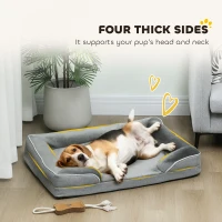 PawHut Dog Sofa Bed, Washable Pet Bed with Removable Cover and Non-Slip Bottom for Cats, Small and Medium Dogs, Grey(m-5)