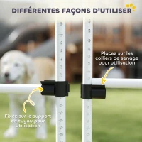 PawHut Agility pour chiens, kit agility chien parcours, set de 4 obstacles professionnels hauteur réglable, système de maintien au sol sac transport parfait pour jeux intéressants, entraînement, blanc(m-8)