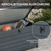 Outsunny Outdoor Aufbewahrungsbox, Gartenbox, Kissenbox, wetterbeständig, 4 Rollen, 100 x 62 x 65 cm, Dunkelgrau(m-7)