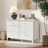 HOMCOM Comodă Sideboard cu 6 sertare Dulap modern de depozitare pentru living dormitor hol 100 x 40 x 78 cm Alb(m-2)