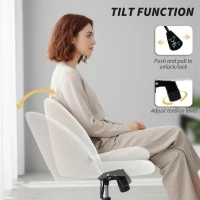HOMCOM Teddy Fleece Office Chair with Wheels - Cream White(m-5)