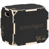 SPORTNOW Non-Slip Plyo Box, Corner-free Wooden Jump Box, 31 x 36 x 41 cm(m-10)