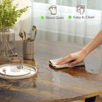 HOMCOM Dining Table, Round Kitchen Table with Black Legs, Anti-slip Foot Pads for Living Room, Dining Room 90 x 76 cm, Rustic Brown(m-7)