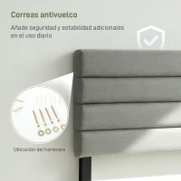HOMCOM Cabecero de Cama 140 cm Tapizado en Lino Altura Ajustable de 3 Niveles 106/116/126 cm Montado a la Pared Gris(m-6)