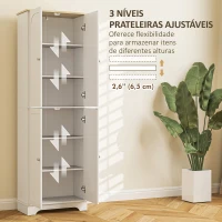 HOMCOM Armário de Cozinha Armário Alto de Cozinha Móvel Auxiliar de Cozinha com 4 Portas e Prateleiras Ajustáveis 60x30x183 cm Branco(m-6)