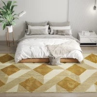 HOMCOM Tapis salon 230 x 160 cm poils courts lavable en machine hypoallergénique pour salon, chambre à coucher, bureau, jaune(m-10)