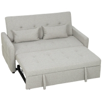 HOMCOM Canapé convertible 2 places 3 en 1, canapé-lit clic-clac, lit gigogne, dossier réglable, 158x85x85cm, marron clair