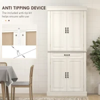 HOMCOM Tall Kitchen Cupboard, Kitchen Pantry Cabinet with Drawer, Shelves, White(m-5)