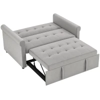 HOMCOM Two-Seater Velvet-Feel Sofa Bed - Grey(m-11)