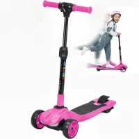 AIYAPLAY Three-Wheel Foldable Electric Scooter for Kids Aged 6-10 Years, Pink(m-10)