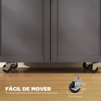 HOMCOM Isla de Cocina con Ruedas con Cajón Armario con Puertas Toallero y Especiero 105x36x85 cm Gris(m-5)