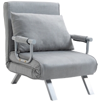 HOMCOM Single Sofa Bed Adjustable Suede Small for Small Spaces Single Person Grey