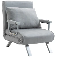 HOMCOM Suedette Adjustable Back Futon Sofa Chair - Grey(m-1)