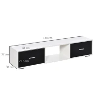 HOMCOM Mobile TV Moderno per Televisori fino a 60" con 2 Cassetti, 140x30x32cm, Bianco e Nero(m-3)