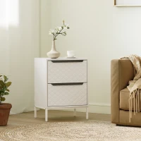 HOMCOM Chest of Drawers, Dresser with 2 Fabric Drawers and Aluminium Handles - White(m-2)