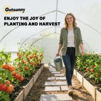 Outsunny Serra a tunnel 6x3x2 m con Anti-UV e Porta avvolgibile con cerniera Pareti laterali con zanzariera Bianco(m-4)