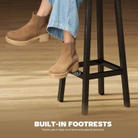 HOMCOM Bar Stools Set of 2 Breakfast Bar Stools with Footrest, Industrial Round, 32 x 32 x 65 cm, Rustic Brown(m-4)