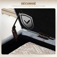 HOMCOM Banc de rangement, coffre de rangement avec couvercle amovible style scandinave, en tissu lin, 110 x 39 x 45 cm, gris(m-7)