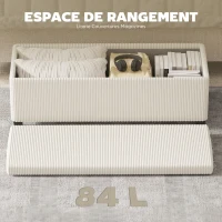 HOMCOM Banc de rangement bout de lit en velours côtelé avec couvercle, pour salon, chambre, entrée, 112 x 42 x 40 cm, beige(m-6)