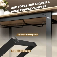 HOMCOM Table à manger extensible rectangle pour 6 à 8 personnes, table de cuisine avec rallonge 140-180 cm, effet bois naturel(m-8)