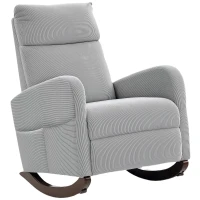 HOMCOM Corduroy Rocking Armchair - Grey(m-10)