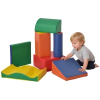 HOMCOM Set 7 Blocchi di Costruzioni Morbide per Bambini da 1-3 Anni per Casa e Scuola, Multicolore(m-11)