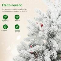 HOMCOM Mini Árvore de Natal Artificial com 35 Luzes LED 182 Ramos com Neve Pinhas Bagas e Base de Saco de Juta Ø48x60 cm Verde(m-6)
