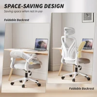 HOMCOM Ergonomic Office Chair with Foldable Backrest, 2D Headrest - Light Grey(m-7)