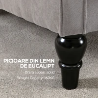 HOMCOM Fotoliu Chesterfield Comod și Spațiu Generos pentru Living, Familie, gri(m-7)