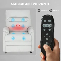 HOMCOM Poltrona Reclinabile con Poggiapiedi, Riscaldamento, 8 Punti Massaggio e 5 Modalità, Tessuto Vellutato, Grigio(m-7)