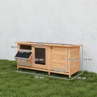 PawHut Clapier sur pied cage à lapin avec toit bitumé ouvrant 2 portes verrouillables 2 tiroirs à déjection coulissants mangeoire bois de sapin traité dim. 112L x 50l x 54H cm bois naturel et noir(m-3)