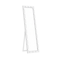HOMCOM Espejo de cuerpo entero 150x40 cm espejo LED con 24 bombillas 3 tonos de luz, independiente, apoyable o para montaje en pared Blanco