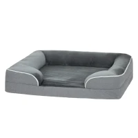 PawHut Dog Sofa Bed, Washable Pet Bed with Removable Cover and Non-Slip Bottom for Cats and Small Dogs, Grey(m-11)