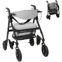 HOMCOM Rollator Walker Wheelchair, with Seat - Grey(m-10)