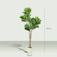 HOMCOM 150cm Artificial Ficus Tree - Green(m-3)