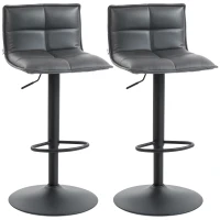 HOMCOM Set of Two Modern Faux Leather Bar Stools - Dark Grey(m-11)