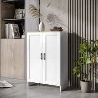 HOMCOM Buffet meuble cuisine rangement avec placard à portes et étagères réglables, 60 x 30 x 90 cm, blanc(m-10)