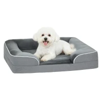 PawHut Dog Sofa Bed, Washable Pet Bed with Removable Cover and Non-Slip Bottom for Cats and Small Dogs, Grey(m-10)