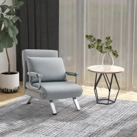 HOMCOM Suedette Adjustable Back Futon Sofa Chair - Grey(m-2)