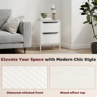 HOMCOM Chest of Drawers, Dresser with 2 Fabric Drawers and Aluminium Handles - White(m-8)