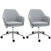 Vinsetto Lot de 2 chaises de bureau contemporain dossier accoudoirs striés hauteur réglable pivotant 360° piètement chromé(m-12)