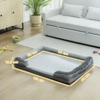 PawHut Dog Sofa Bed, Washable Pet Bed with Removable Cover and Non-Slip Bottom for Small, Medium and Large Dogs, Grey(m-3)