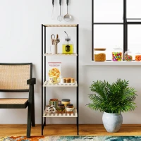 HOMCOM Estante de chão para banheiro em bambu e aço, com 4 prateleiras, estante de 4 andares, 36,5 x 33 x 110 cm, Madeira natural(m-2)