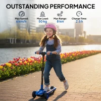 AIYAPLAY Three-Wheel Foldable Electric Scooter for Kids Aged 6-10 Years, Blue(m-7)