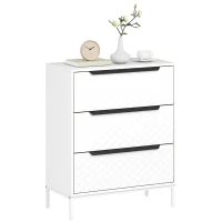 HOMCOM Chest of Drawers, Dresser with 3 Fabric Drawers and Aluminium Handles - White(m-10)